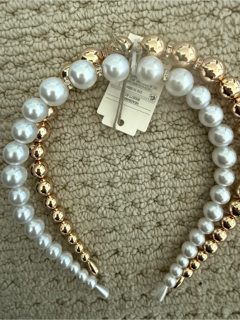 a new day White Pearl and Gold Bead Headbands